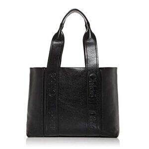 Chloe Woody Women's Medium Black Cow Leather Tote Bag (MSRP $1,990)